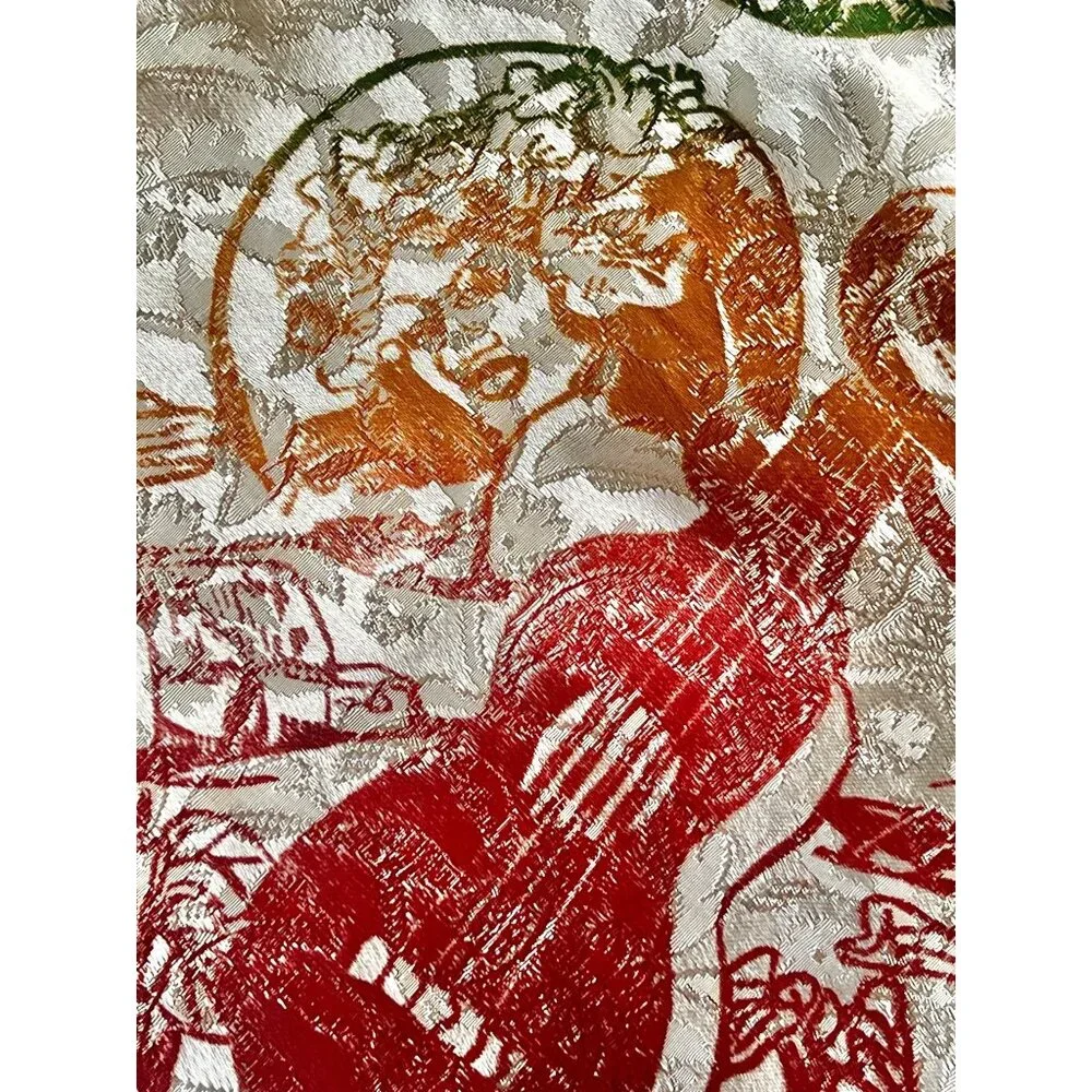 Vintage Hawaiian Tablecloth & Napkins Set Hula Girl Hibiscus Design 47x47 12